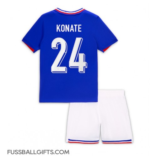 Frankreich Ibrahima Konate #24 Fußballbekleidung Heimtrikot Kinder EM 2024 Kurzarm (+ kurze hosen)